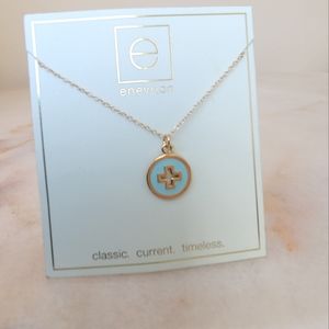 16" necklace- gold signature cross disc